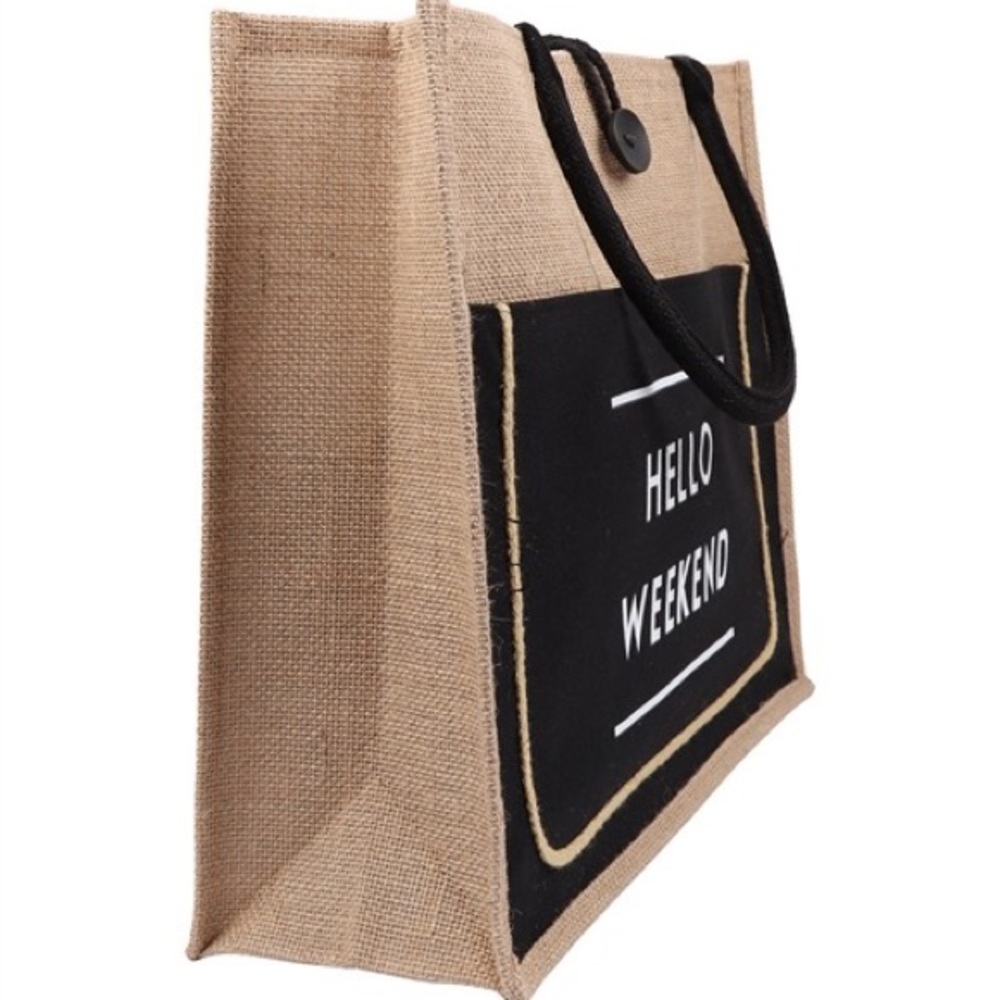 🛍HOST PICK🛍 HELLO WEEKEND TOTE BAG - BLACK - Picture 4 of 5